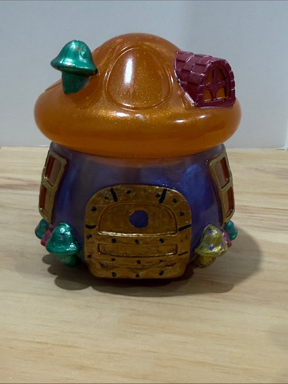 Whimsical Ceramic Mushroom House - Orange & Purple - Picture 7 of 12